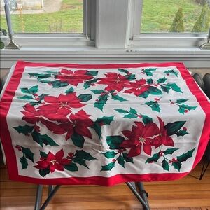 Festive Red and Green Poinsettia Scarf